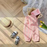 Girls' plaid summer trousers, new Harlan style, versatile children's fashion, lightweight mosquito-proof cotton trousers, 73-120CM