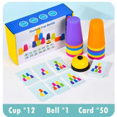Jouets Montessori, jeu de tasse à pile avec carte, illumination intellectuelle éducative, Cognition des couleurs, formation logique pour enfants