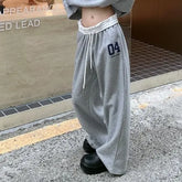 Women's retro athletic pants, American style, minimalist, spring and summer, high-waisted for outdoor wear and a relaxed fit, casual travel pants