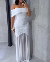 Robes pour femmes 2025 élégant Sexy épaules dénudées froncé taille cintrée robe de soirée coupe ajustée sirène ourlet robe de soirée