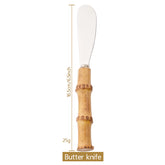 Bamboo cheese knife set, cheese cutlery, stainless steel cheese slicer, mini butter knife, spatula, fork, kitchen tools