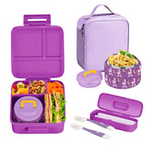 Boîte à déjeuner Bento pour enfants avec pot alimentaire isolé sous vide de 8oz, sac à déjeuner, sac de glace et fourchette et cuillère pliables, anti-fuite