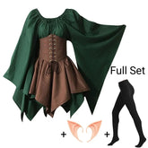 Medieval costume for women, Renaissance medieval dress, fairy elf, traditional Irish Viking costume, elf ear for Halloween party