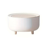 Round bin with lid, white bin with stand, wastepaper basket, bin for bedroom, kitchen, office, living room