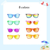 8-64pcs Kids Sunglasses Party Favor Bulk for Children Ages 3-12, Neon Translucent Sunglasses with UV 400 Protection, Pool Birthday Party Supplies Gift Bag Pad