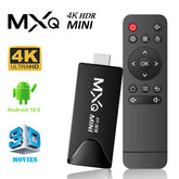 MXQMINI Smart Android Mini TV Stick Android 10 Quad Core Support 2.4G Wifi 4K HD TV Box H.265 Streaming Smart Set Top Box