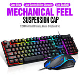 Clavier et souris filaires rétroéclairés arc-en-ciel, capuchons de touches flottants, clavier solide, résistant à l'usure et au toucher confortable pour le bureau d'affaires