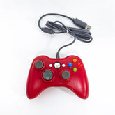The wired 360 game controller supports Xbox 360 and Windows 7/8/10, with a built-in motor, and is available in several colors.