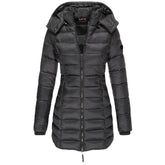 Veste d'hiver en coton pour femme, couleur unie, coupe ajustée, chaude, solide, à capuche, vêtements pour femmes, nouvelle collection