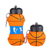 Collapsible silicone water bottle for football/basketball, outdoor sports water bottle for children/students. Supports mass customization
