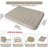 Indoor air mattress, glamping mat, inflatable PVC sleeping mat, luxury camping bed mat for 2 people, thick mat with built-in pump