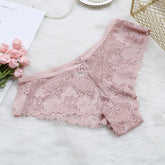 Culotte sexy en dentelle florale avec nœud papillon pour femme, sous-vêtement respirant transparent, string, lingerie, offre spéciale
