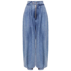 High Waist Zipper Ankle-tied Jeans Loose