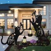 2-Pack Metal Cat Silhouettes with Solar Lights, Outdoor Garden Stakes, Artistic Black Cat Solar Lantern Decor, for Lawn And Patio, Solar-Powered, Nickel Battery, No Removable Parts