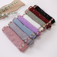 Women's Fashion Personality Pearl Chiffon Headcloth