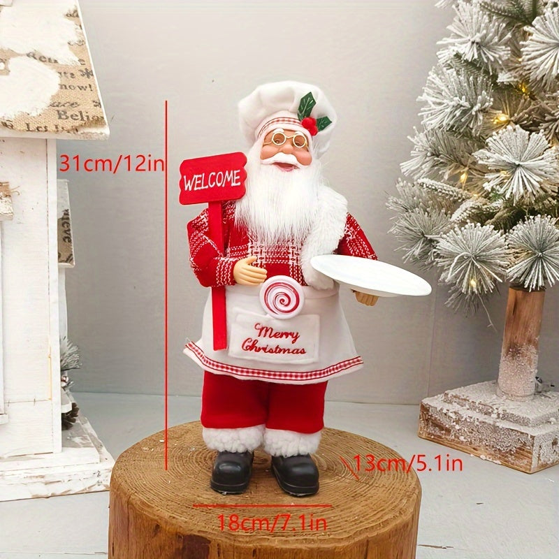 Chef Santa Claus Christmas Decoration - Festive Holiday Ornament, No Power Needed, Feather-Free, Perfect For Home & Party Decor