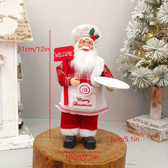 Chef Santa Claus Christmas Decoration - Festive Holiday Ornament, No Power Needed, Feather-Free, Perfect For Home & Party Decor