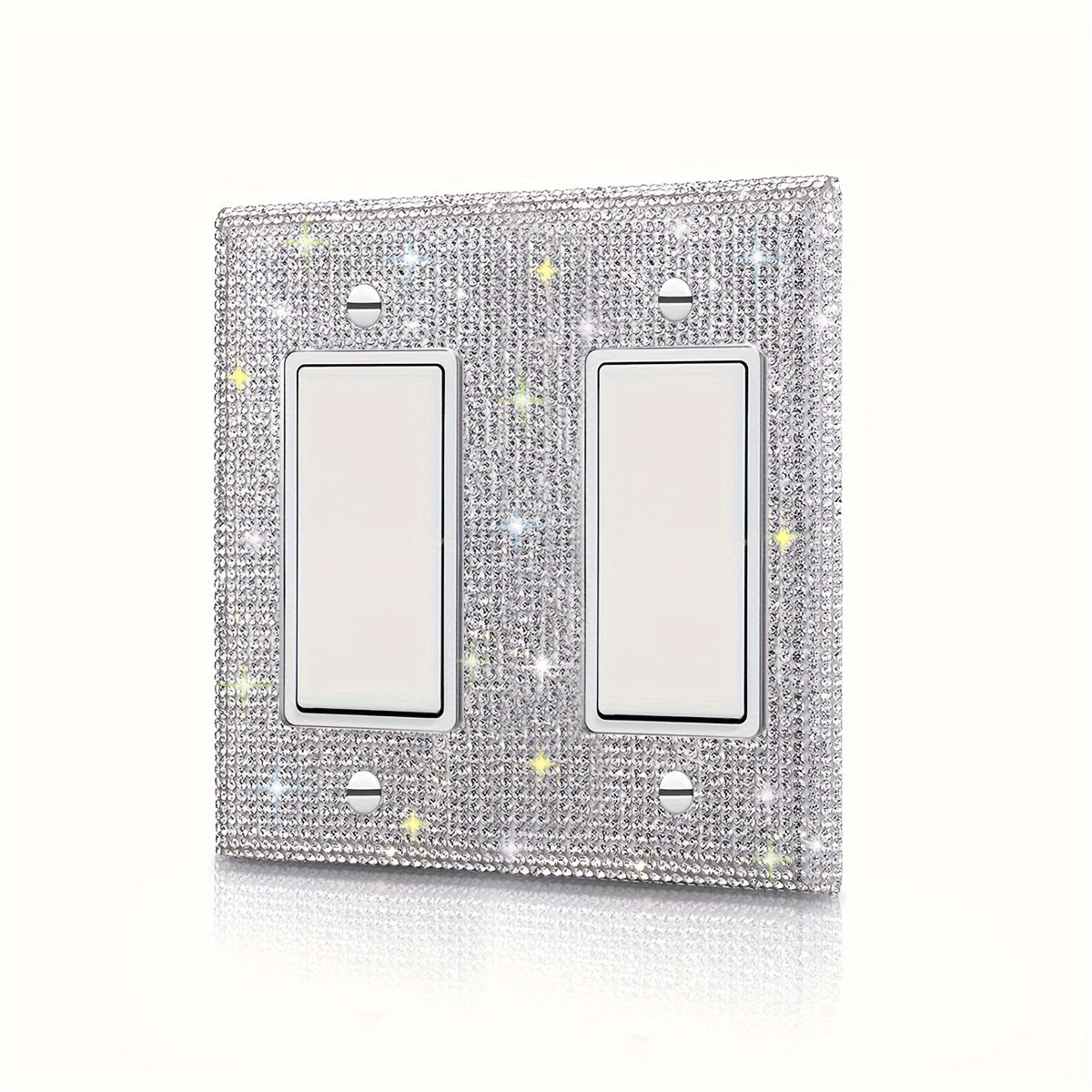 1pc Flashing Silvery Rhinestone Light Switch Cover Shiny Crystal Sparkling Wall Plate Decorative Lamp Switch or Outlet Socket Wall Plate Cover Toggle Switch Plate Cover