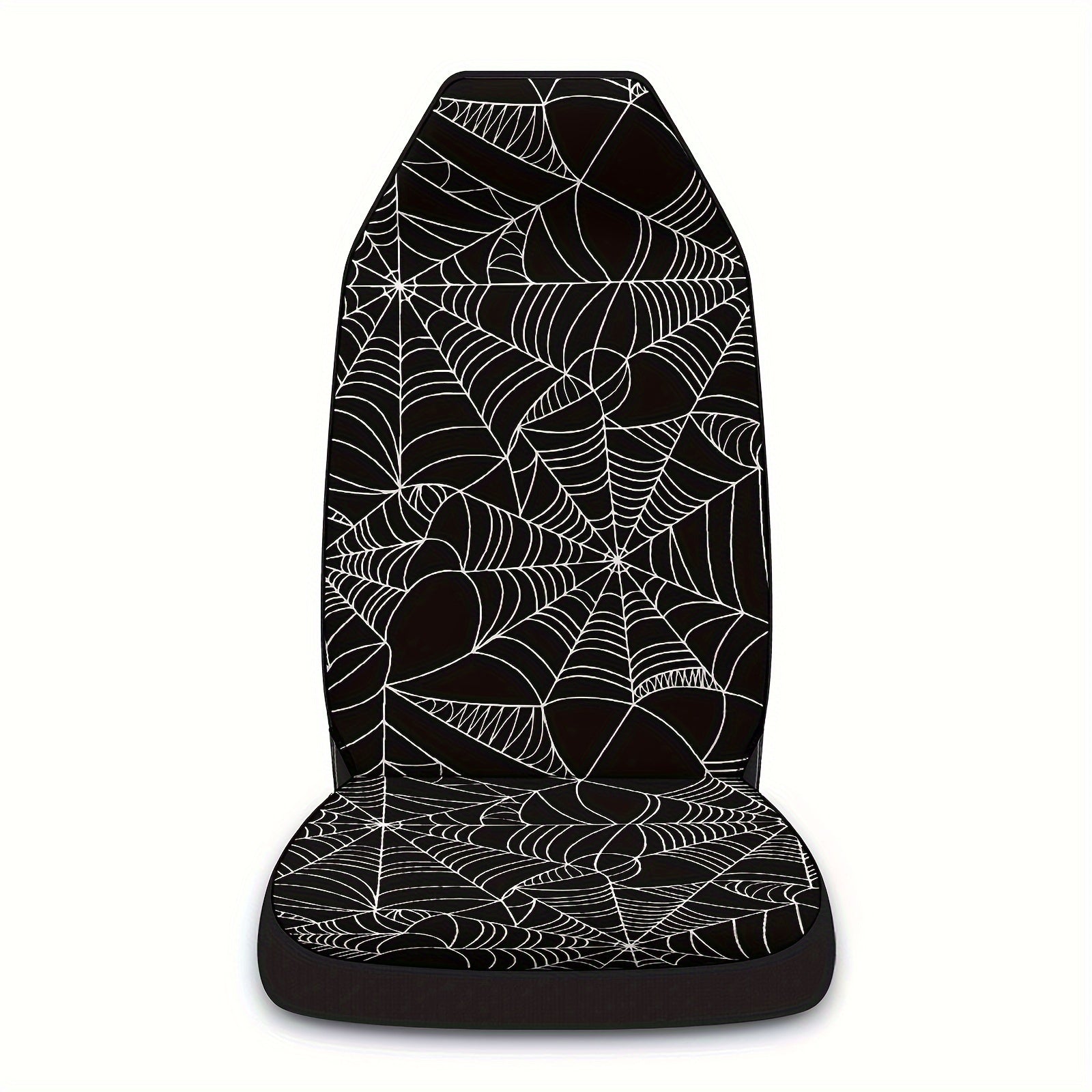 1pc Stylish Spider Web Black and White Print Universal Fit Car Driving Seat Cover - Waterproof, Easy to Install, Perfect for Halloween and Christmas Gift Ideas