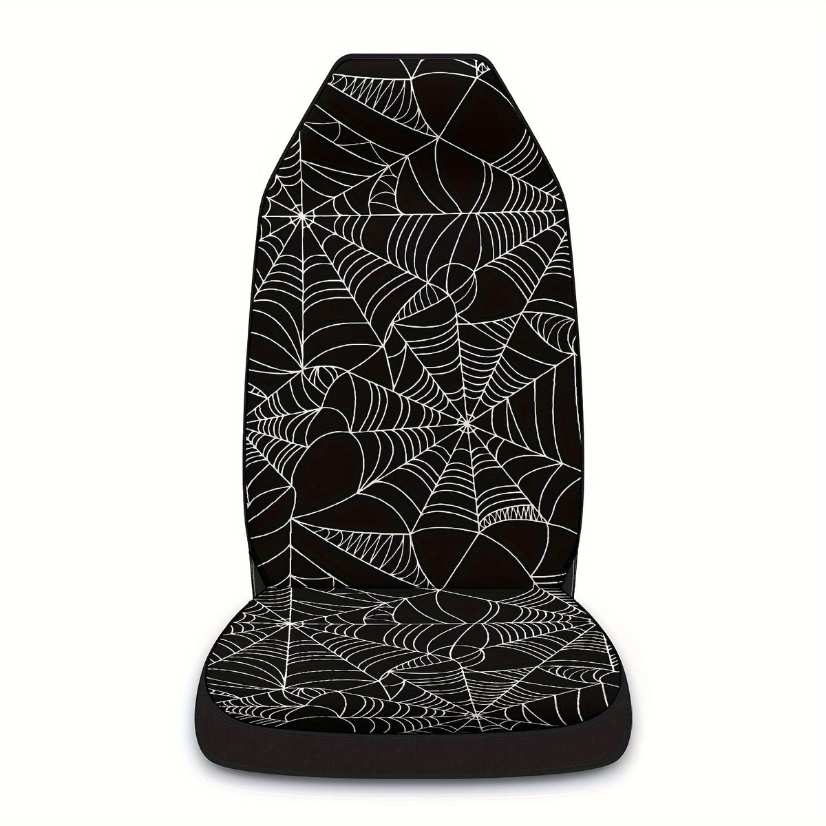 1pc Stylish Spider Web Black and White Print Universal Fit Car Driving Seat Cover - Waterproof, Easy to Install, Perfect for Halloween and Christmas Gift Ideas