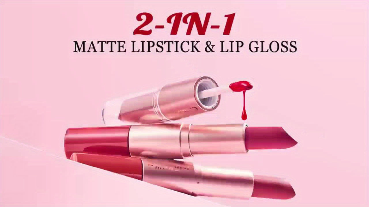 4pcs Matte Lipstick Waterproof, Durable, Easy to Apply, Hard to Take Off, Stain Resistant Liquid Lipstick Lip Gloss, Matte 2-in-1 Lip Makeup