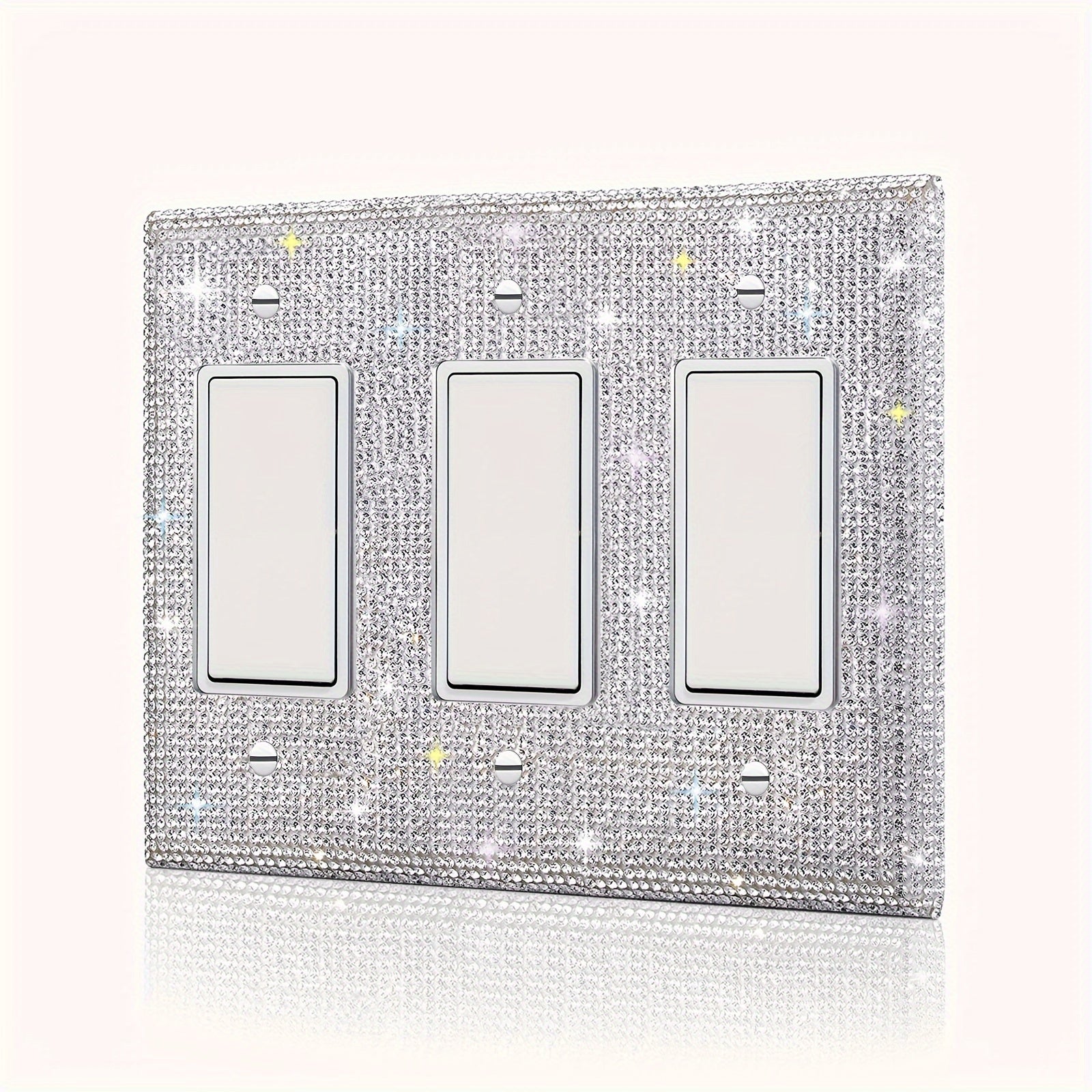 1pc Flashing Silvery Rhinestone Light Switch Cover Shiny Crystal Sparkling Wall Plate Decorative Lamp Switch or Outlet Socket Wall Plate Cover Toggle Switch Plate Cover