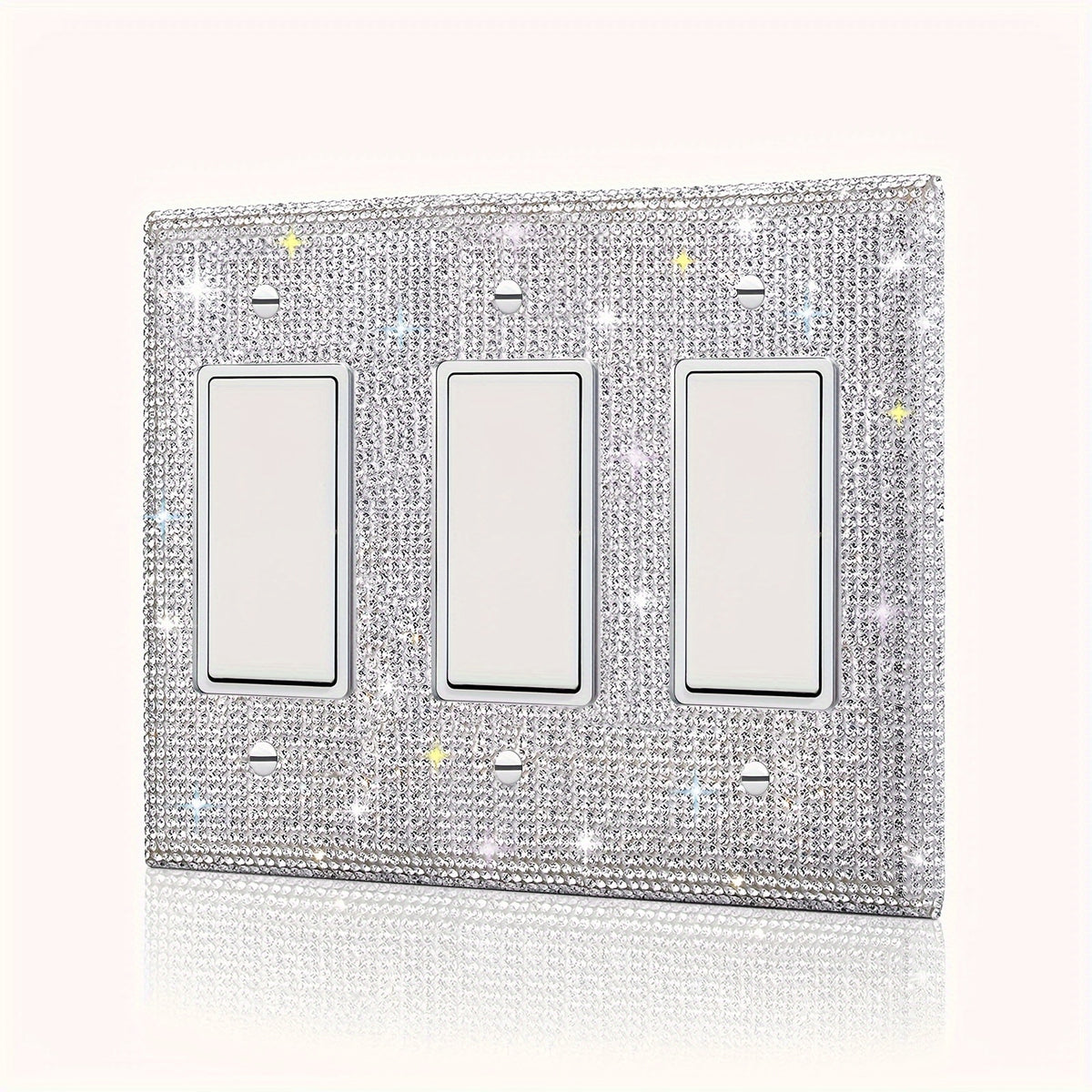 1pc Flashing Silvery Rhinestone Light Switch Cover Shiny Crystal Sparkling Wall Plate Decorative Lamp Switch or Outlet Socket Wall Plate Cover Toggle Switch Plate Cover