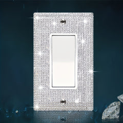 1pc Flashing Silvery Rhinestone Light Switch Cover Shiny Crystal Sparkling Wall Plate Decorative Lamp Switch or Outlet Socket Wall Plate Cover Toggle Switch Plate Cover