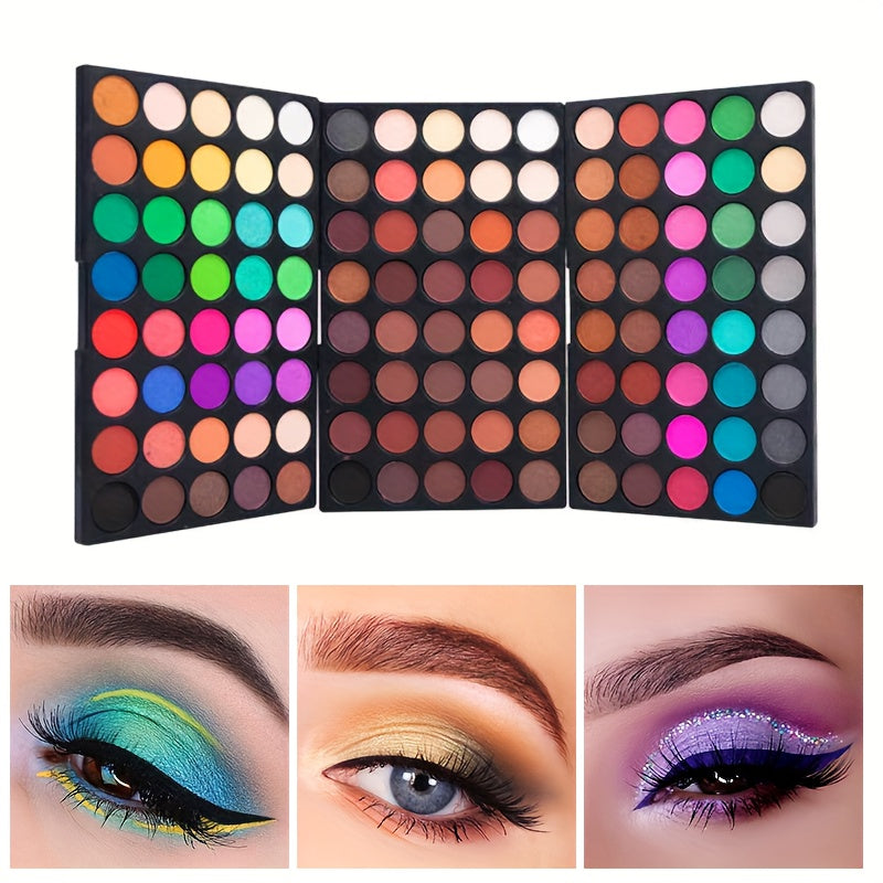 120 Colors Mini Eyeshadow Palette Shimmer Glitter Matte Finish Eyeshadow Palette Makeup 3-in-1 Colorful Rainbow Eyeshadow High Pigment Long Lasting Eye Makeup For Music Festival