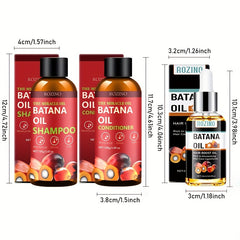 ROZINO Batana Oil Hair Care Set - Normal Hair - Shampoo, Conditioner & Boost Oil - Moisturizing, Revitalizing, Strengthening Trio to Enhance Hair Vitality and Health