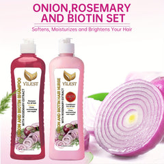 YILEST 2-bottle Onion Bio-Shampoo Set Rosemary Shampoo And Conditioner, Smoothing, Cleaning Hair - Soft And Shiny, for damage Hair, Shampoo for All Hair Types - Hair Moisturizing, Not Greasy, Christmas Mother Holiday Gift