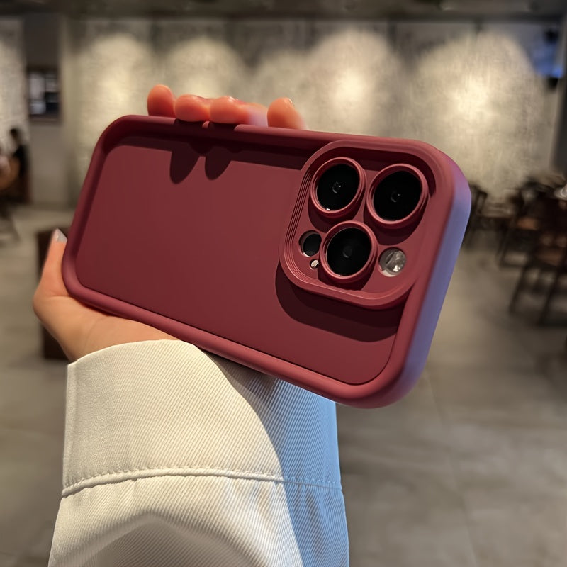 Luxurious Solid Color Shockproof Phone Case Compatible with Apple Iphone 15, 14, 13, 12, 11 Pro Max, 14, 15 Plus, Featuring Camera Protection And Accessory Coverage.