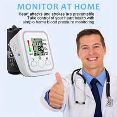Blood Pressure Monitor Upper Arm, Blood Pressure Machine Easy To Operate, Adjustable Cuff | 60S Fast Reading | Voice Broadcast, Hypertension Alert, 2×99 Sets Memory, Home And Travel Use, Adult Health Monitor (Battery Exclude