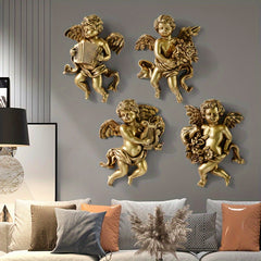 3D Resin Cherub Statue - European Style Home Decor, Wall Hanging for Living Room, Christmas Holiday Ornament - No Power Required - 3D Wall Art Decor - Perfect Gift for Home Decor Enthusiasts & Christmas Lovers