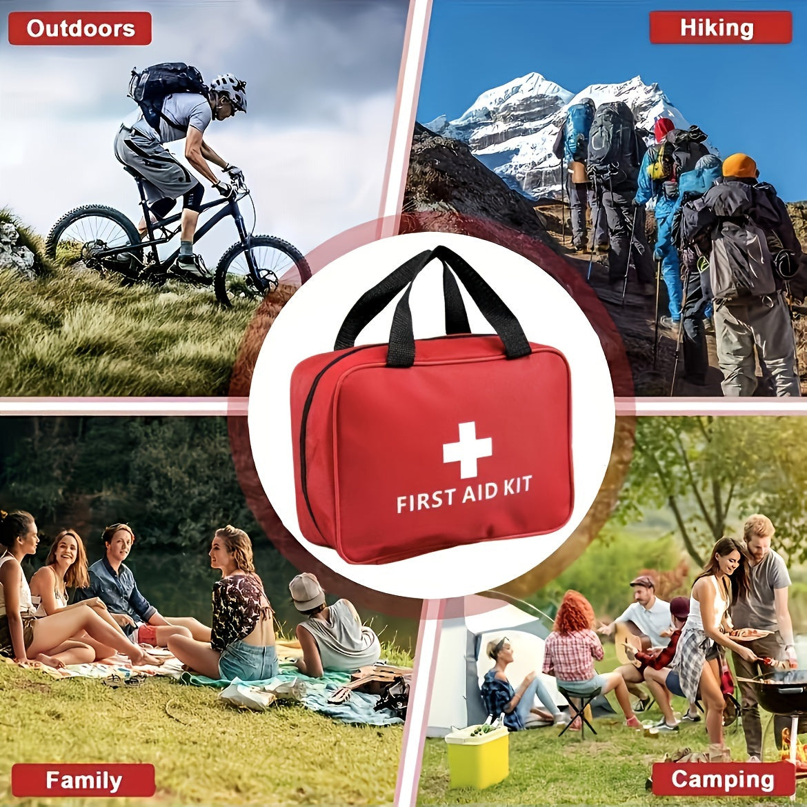 2-Size Fully Portable Multi-Functional Life-Saving First Aid Kit - Suitable for Home, Car, Camping, Hiking, Campus Preparation, and Disaster Response - Including Basic Life-Saving Tools