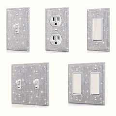 1pc Flashing Silvery Rhinestone Light Switch Cover Shiny Crystal Sparkling Wall Plate Decorative Lamp Switch or Outlet Socket Wall Plate Cover Toggle Switch Plate Cover
