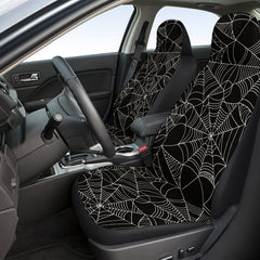 1pc Stylish Spider Web Black and White Print Universal Fit Car Driving Seat Cover - Waterproof, Easy to Install, Perfect for Halloween and Christmas Gift Ideas