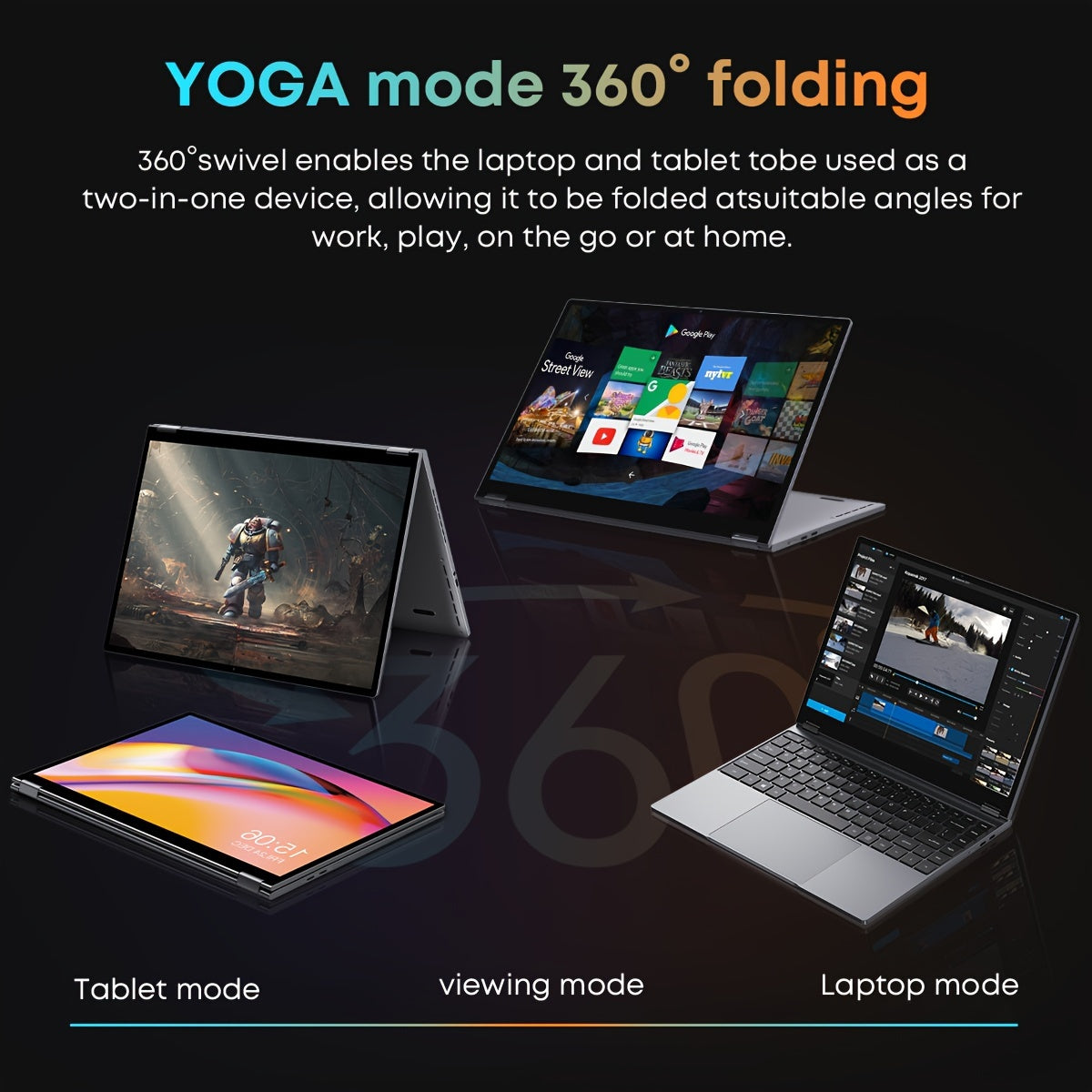 CHUWI FreeBook 2-in-1 Touch Screen Windows 11 Laptop, 13.5'' 2256*1504 IPS Display, 512GB PCIe SSD 12GB RAM, 12th Gen Intel N100, WiFi6, BT5.2, Backlit Keyboard, 1TB SSD Expand, Type-C, PD 2.0, Webcam, 360 Rotating, NoteBook