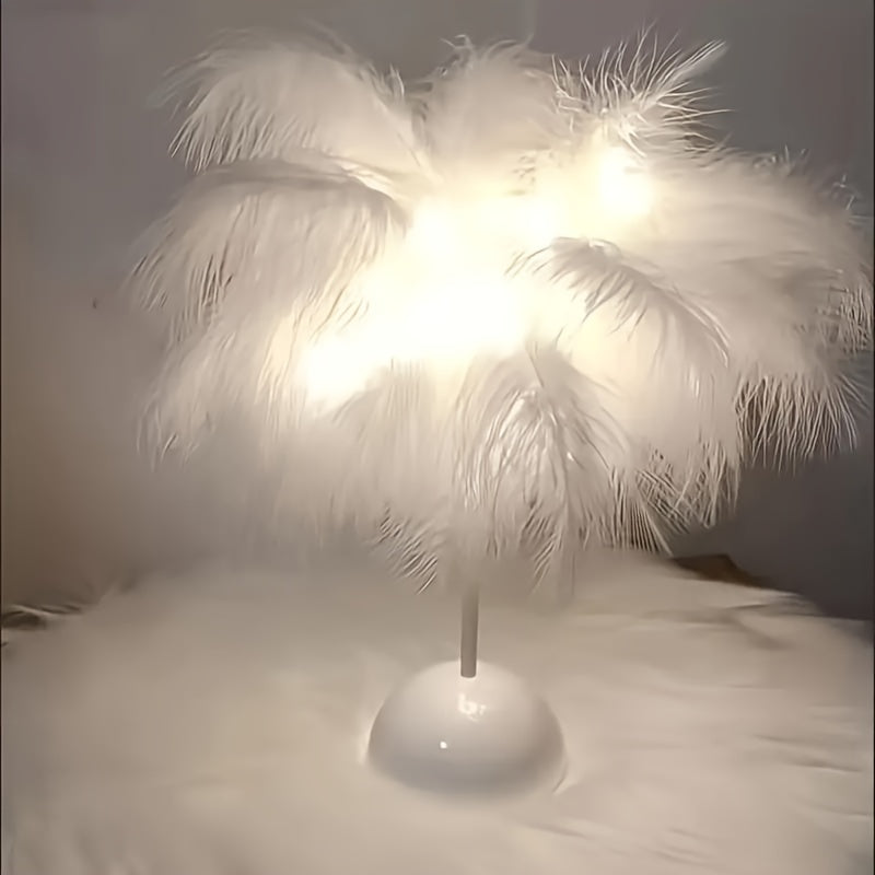Bedroom Indoor Decorative Lights, Romantic Gift Birthday Lights, Feather Lights Table Night Light, Valentine's Day, Birthday Gifts White, Without Battery