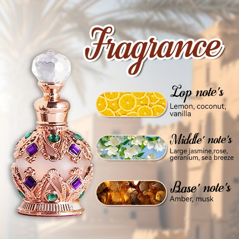 15ml/0.5oz Dubai-inspired Arabic Women's Perfume Oil: Classic Golden, Long-lasting Alluring, Crown Premium Dropper, Fresh Floral (lemon, Vanilla, Jasmine, Rose, Amber & Musk), Plant-based, for Dates/parties/daily Use, Great G