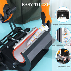 Tumbler Heat Press Machine for 20oz-30oz Sublimation Blanks Tumblers Press, 11-16oz Mug Press with Sublimation Paper Heat Tape & Gloves, Coffee Mugs Cup Press Glass Water Bottle DIY Heat Transfer