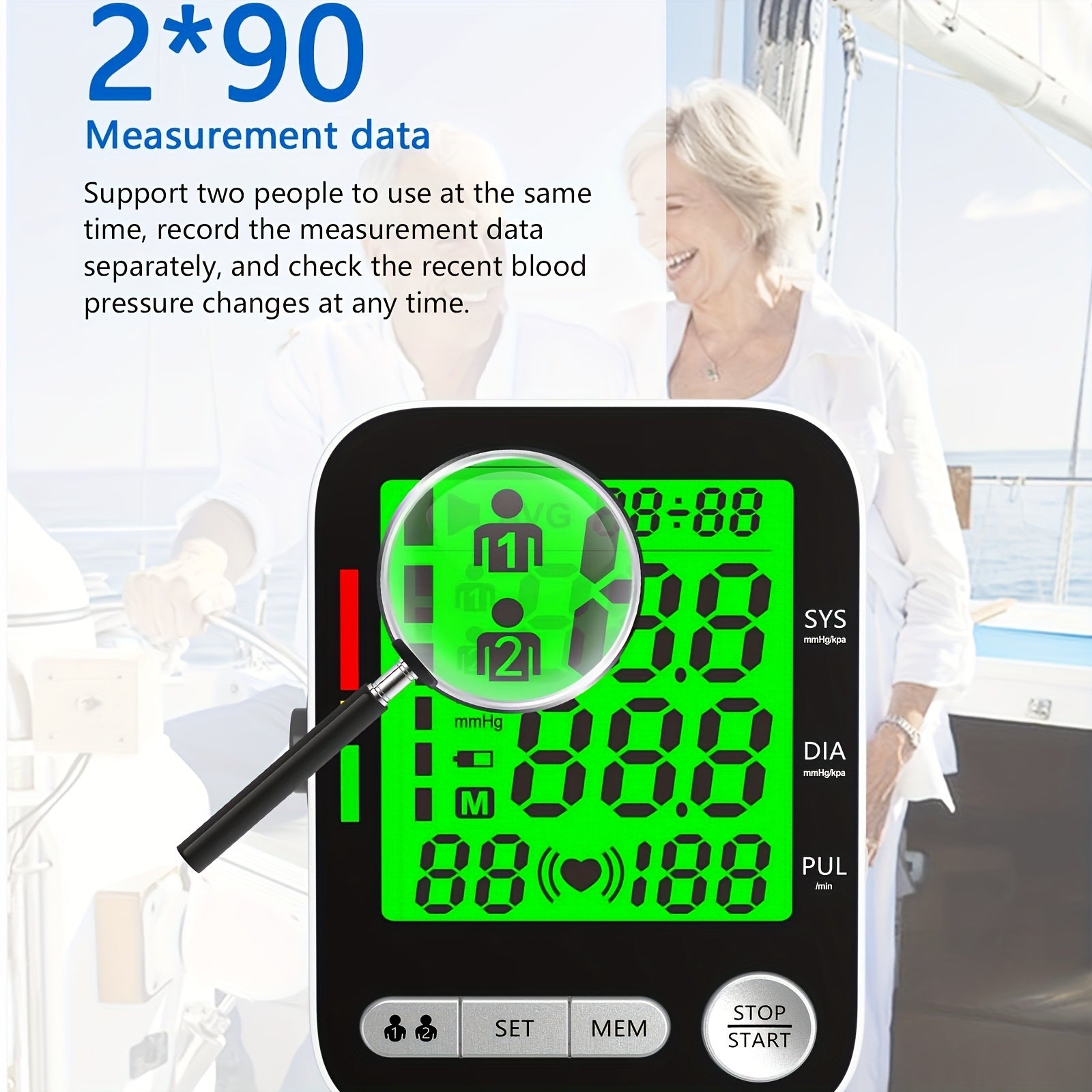 CHANG KUN Rechargeable Automatic Upper Arm Sphygmomanometer, Blood Pressure Monitor with Heart Rate, Three-color Backlit Display And Voice, with Large 8.7"-15.7" Adjustable Cuff, Health Tracking, Voice Alert, Adjustable Fit,