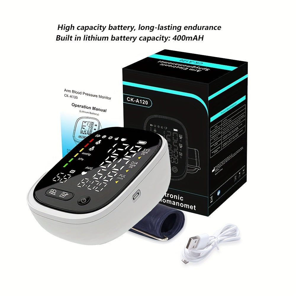 CHANG KUN Rechargeable Automatic Upper Arm Sphygmomanometer, Blood Pressure Monitor with Heart Rate, Three-color Backlit Display And Voice, with Large 8.7"-15.7" Adjustable Cuff, Health Tracking, Voice Alert, Adjustable Fit,