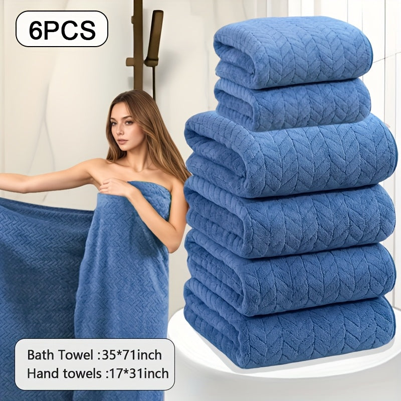 Oversized Striped Bath Towel 6pcs, Absorbent And Quick Drying Towel Bath Towel, High Quality Adult Bath Towel, Oversized to Wrap The Body, Suitable for Spa, Hotel, Home, Gift Giving, Spa Towel, Home Bath Towel, Contemporary D