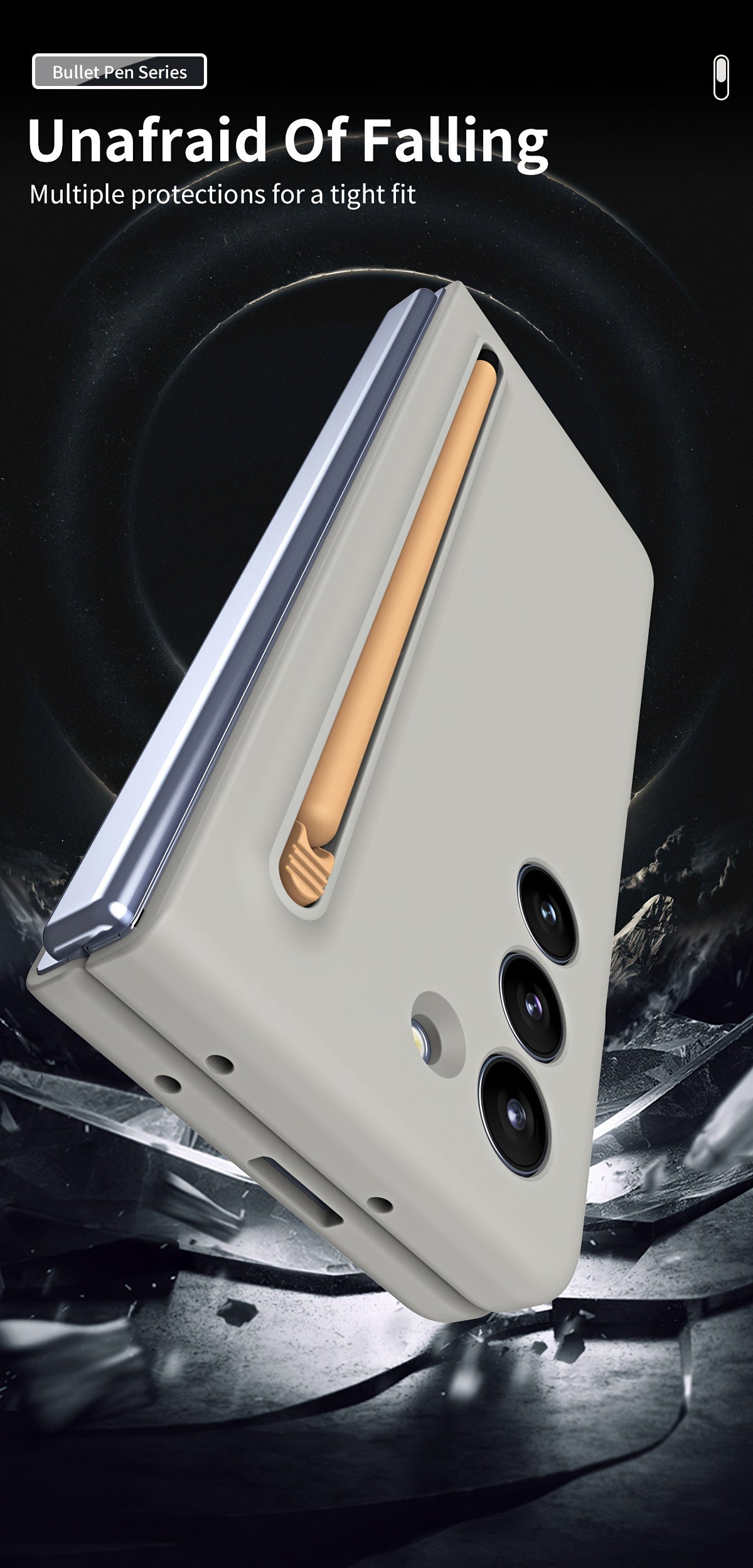 Suitable For Samsung Z Fold5 phone case with Spen Stylus Drop Proof for Samsung Galaxy Zfold 5 Slim folding case with built-in pen slot with stylus