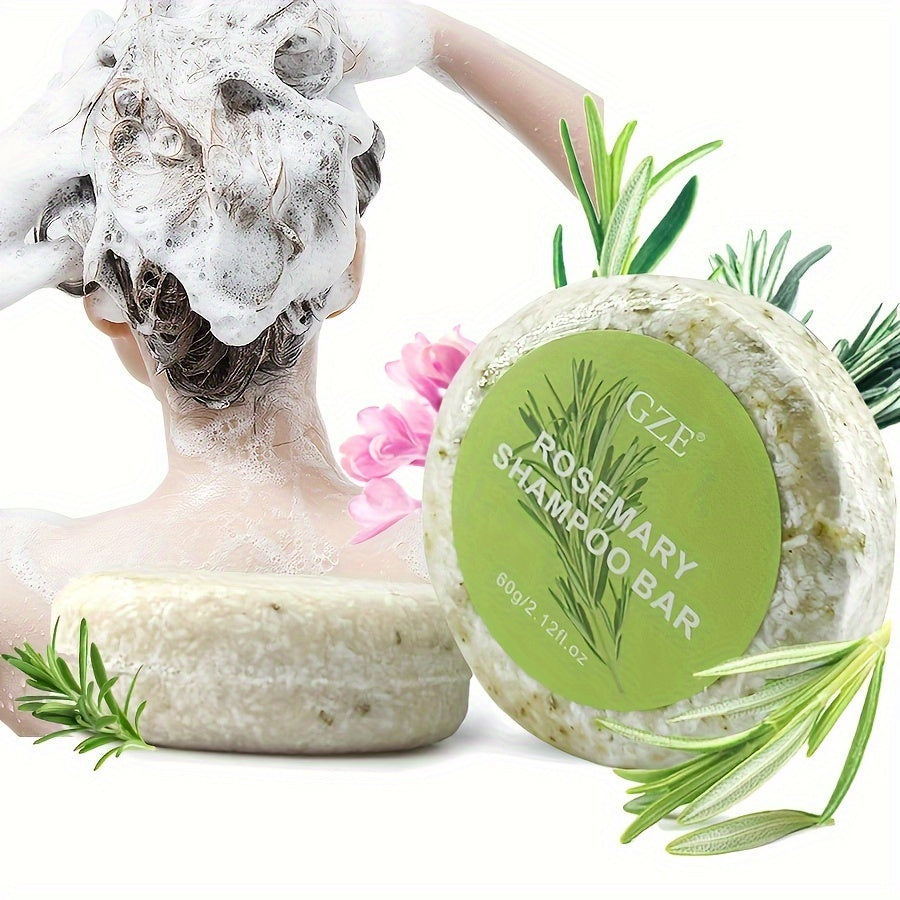 GZE Rosemary Hair Care Shampoo Bar, Cold Processed Soap Hair Shampoo Bar Plant Hair Shampoos Hair Care Deep Cleansing for Hair & Scalp Rosemary Shampoo Bar Oil Control