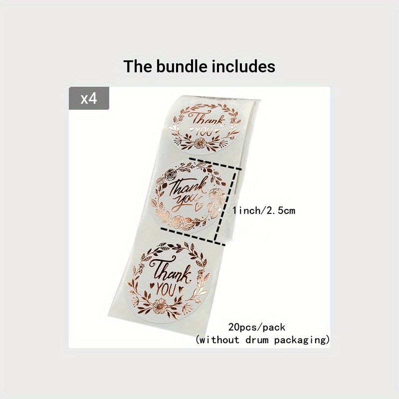 1roll, 20pcs 1.5in Thank You Label, Gift Bag Sealing Sticker, Sticker Label Stamping Appreciation Sticker, Box Seal Sticker, Seal Sticker, Business Commodity Packaging Sealing Stickers, Gift Box Decor Bag Packaging Label, Sea