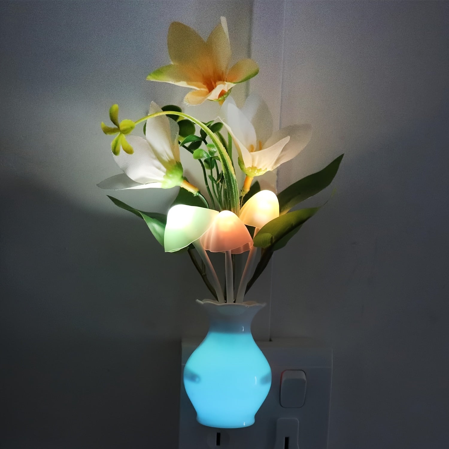 Plug-in Night Light with Auto Light Sensor, LED Mushroom Night Light Wall Based Flower Lamp Night Light for Bedroom, Lounge, Hallway and Stairs, Hallway Illumination, Bedroom Lighting, Aesthetic Lighting, Decorative Lamp, Ene