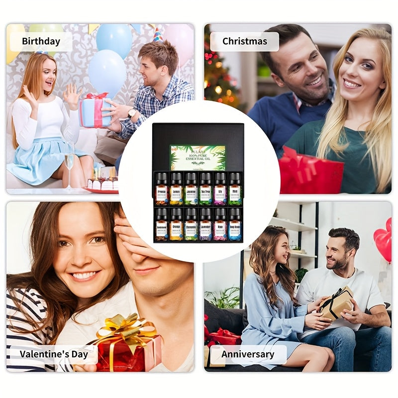 12 Bottles Aromatherapy Essential Oil Set - Relaxing Fragrance Collection for Diffuser & Humidifier, 100% Pure Liquid Essential Oils, Home Gift Set (Various Scented Oils)