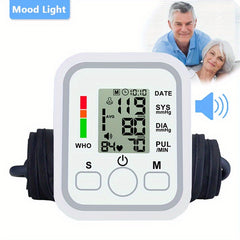 Blood Pressure Monitor Upper Arm, Blood Pressure Machine Easy To Operate, Adjustable Cuff | 60S Fast Reading | Voice Broadcast, Hypertension Alert, 2×99 Sets Memory, Home And Travel Use, Adult Health Monitor (Battery Exclude